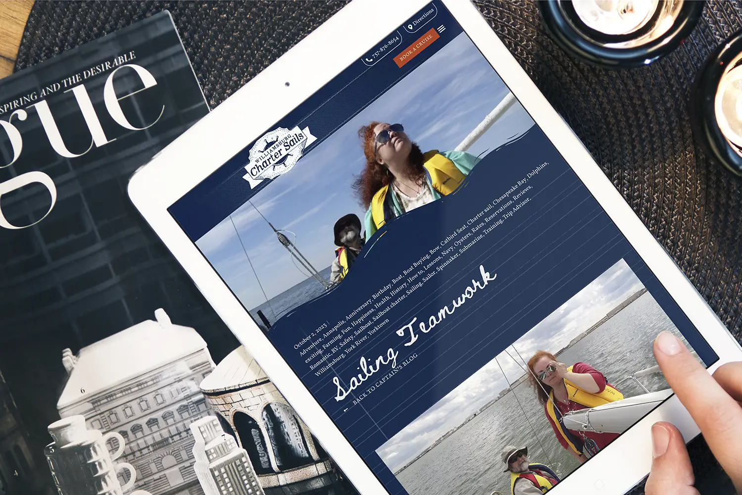 Williamsburg Charter Sails Website on iPad